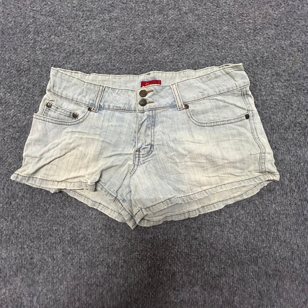 Tilt Denim Shorts Womens Size 30 Light Wash Low Rise Stretch Sun Wave Stained